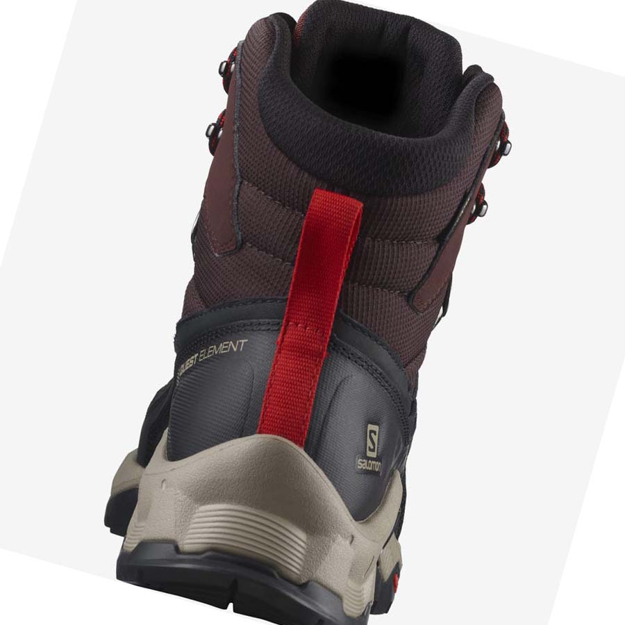 Tenis Senderismo Salomon QUEST ELEMENT GORE-TEX Hombre Grises Rojos | MX 3548AHK